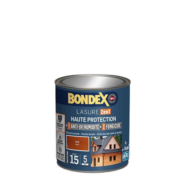 BONDEX - Lasure 2en1 indice 30-5ans teck satin - 1L - large