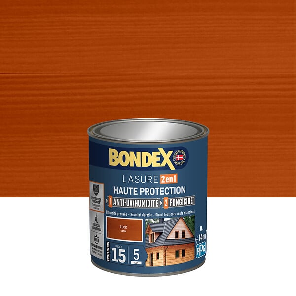 BONDEX - Lasure 2en1 indice 30-5ans teck satin - 1L - large