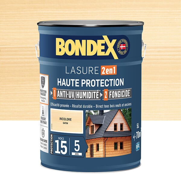 BONDEX - Lasure bondex 2en1 - Incolore - Satin - 5L - large