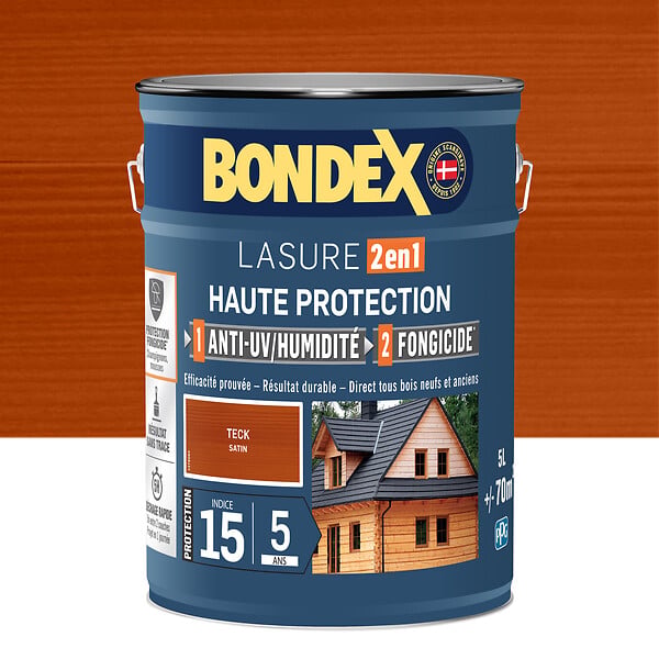 BONDEX - lasure bondex 2en1 5ans teck sat 5l - large