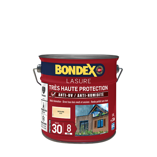 BONDEX - Lasure Très Haute Protection - Incolore - Satin - 2,5L - large
