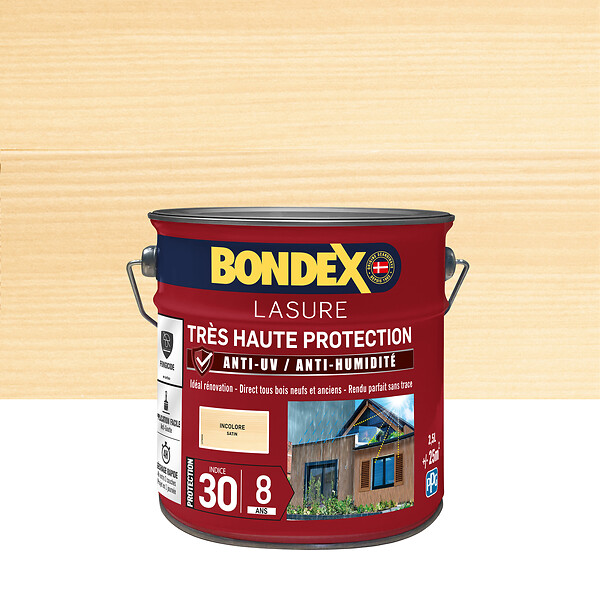 BONDEX - Lasure Très Haute Protection - Incolore - Satin - 2,5L - large