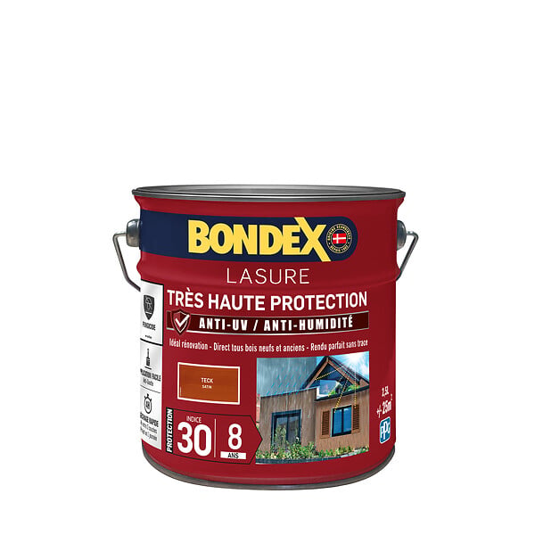 BONDEX - Lasure teck satinée - Très Haute Protection 8 ans - 2,5L - large