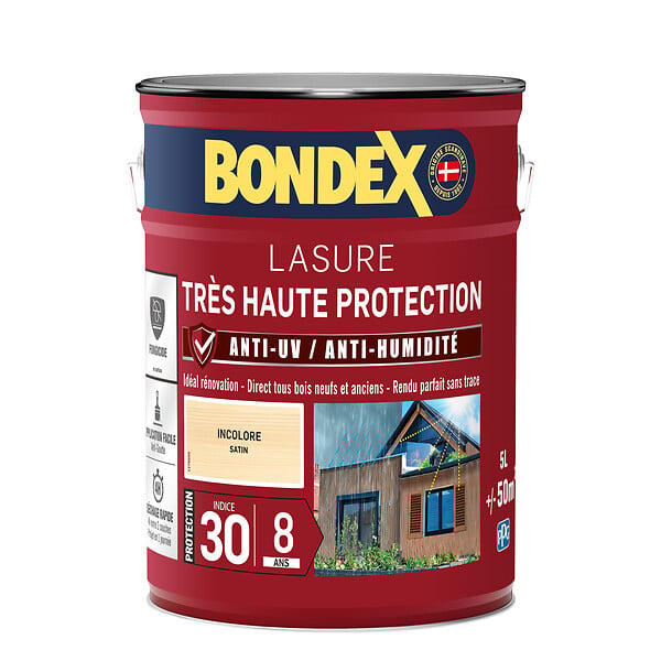 BONDEX - Lasure bois extérieur - Incolore Satin - 5L - large