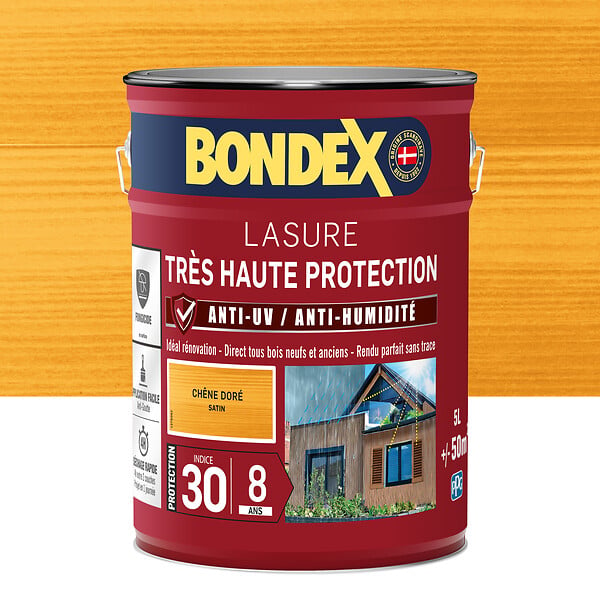 BONDEX - Lasure bois extérieur - Chêne Doré Satin - 5L - large