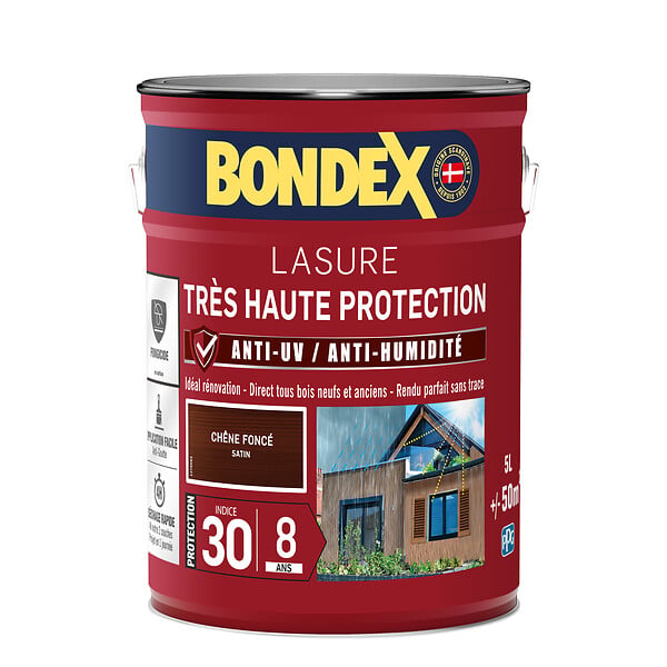 BONDEX - Lasure extérieure Très Haute Protection Chêne foncé 5L - large