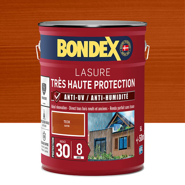 BONDEX - Lasure extérieure teck - 5L - Protection 8 ans - large