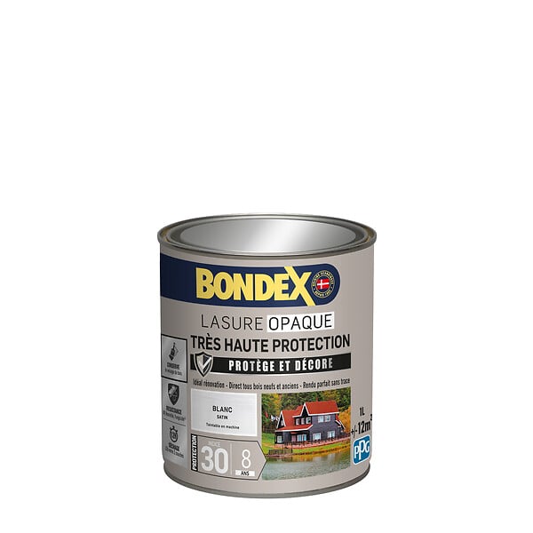 BONDEX - Lasure opaque - Blanc satin - 1L - large