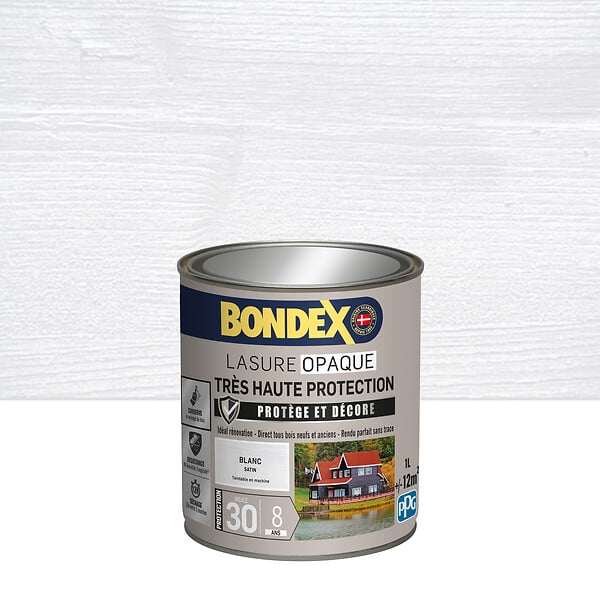 BONDEX - Lasure opaque - Blanc satin - 1L - large
