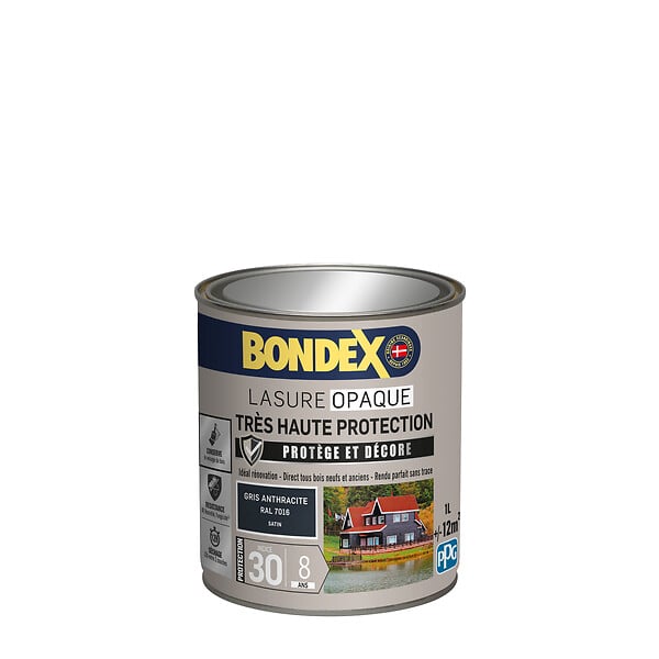 BONDEX - Lasure opaque bois - Gris Anthracite Satin - 1L - large
