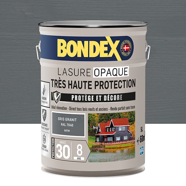 BONDEX - Lasure opaque - Gris Granit - Satinée 5L - large