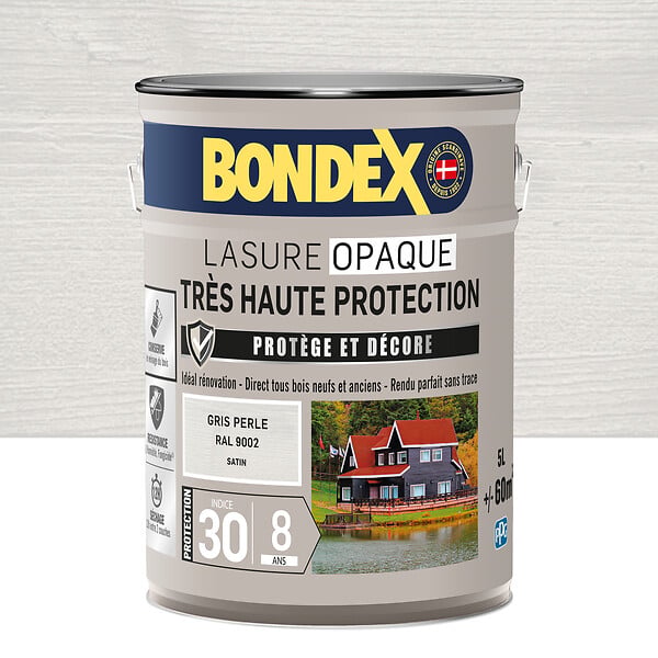 BONDEX - Lasure opaque satinée - Bois - Perle - 5L - large