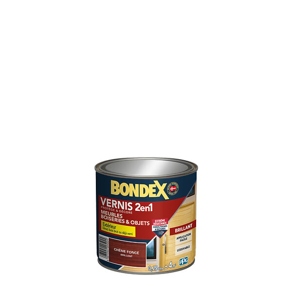 BONDEX - Bondex vernis 2en1 brillant chène foncé 250 ml - large