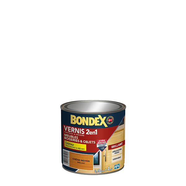 BONDEX - Vernis bois 2en1 brillant Chêne Moyen 250ml - large
