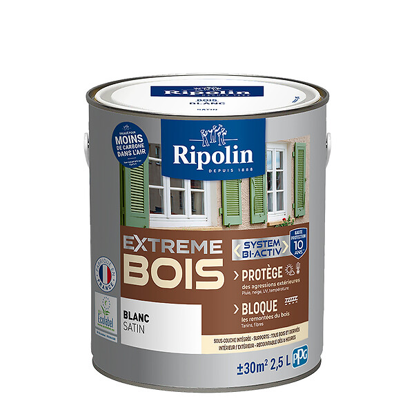 RIPOLIN - Peinture bois microporeuse satin - Blanc - 2,5L - large
