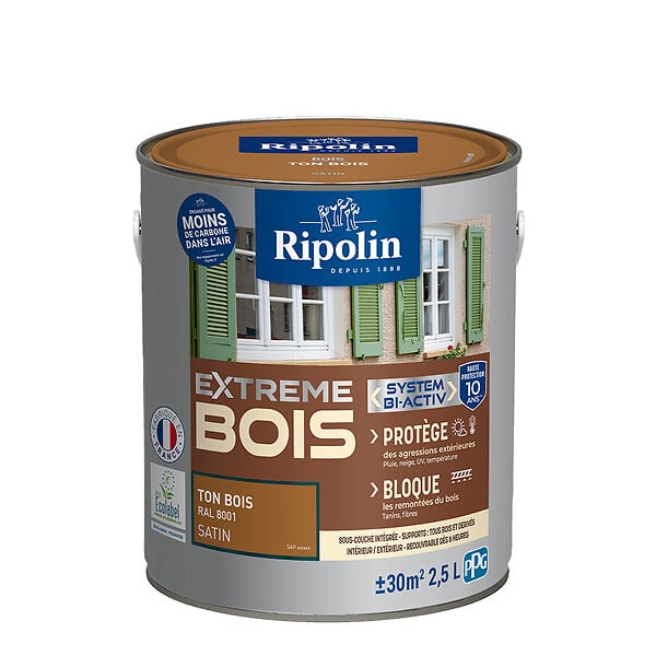 RIPOLIN - Peinture bois microporeuse Extrême Bois Satin Bronze 2,5L - large