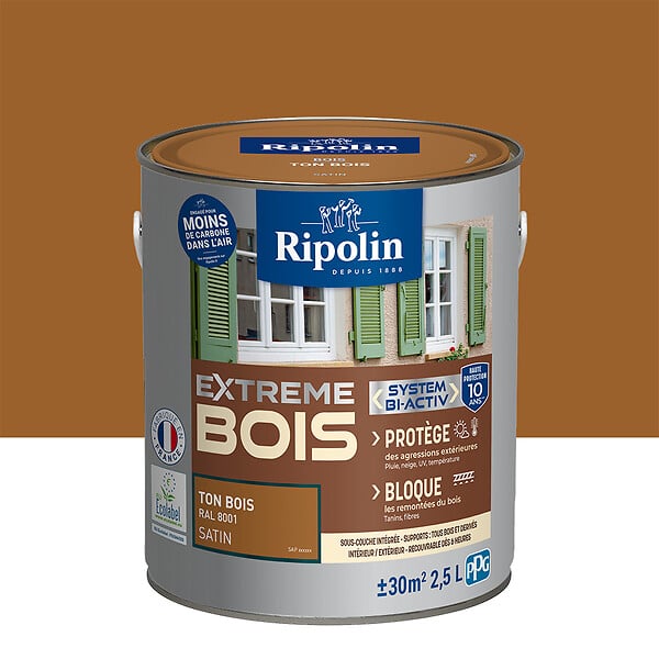 RIPOLIN - Peinture bois microporeuse Extrême Bois Satin Bronze 2,5L - large