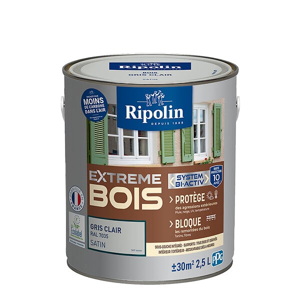 RIPOLIN - Peinture RIPOLIN Extrême Bois Microporeuse Satin 2,5L Gris Clair - large
