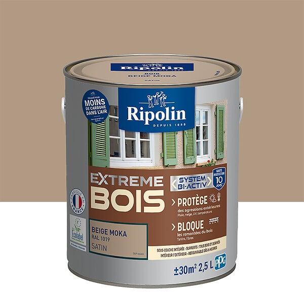 RIPOLIN - Peinture bois acrylique - Beige Moka RAL 1019 - 2,5L - large