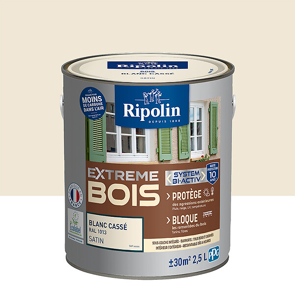 RIPOLIN - Peinture bois - Blanc cassé RAL 1013 - 2,5L - large