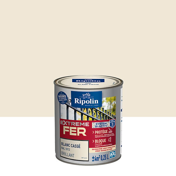 RIPOLIN - Peinture fer - Ripolin Extrême Fer - Blanc Cassé - 0,25 L - large