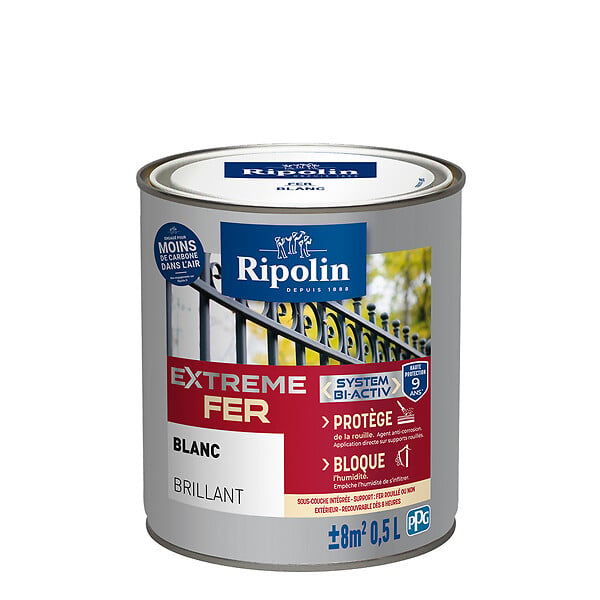 RIPOLIN - Peinture antirouille fer Ripolin Extrême Fer Blanc 0,5L - large