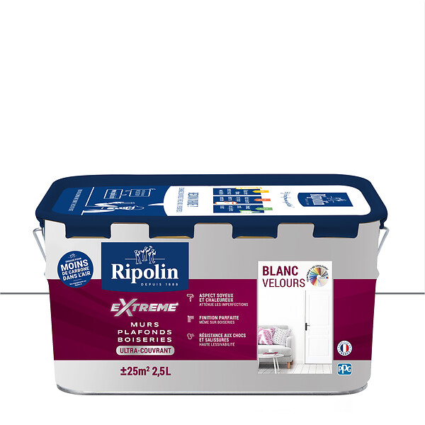 RIPOLIN - Peinture RIPOLIN Extrême Murs Plaf Boiseries Radiateurs Blc vel 2,5L - large