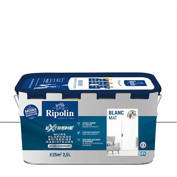 RIPOLIN - Peinture monocouche intérieur - Ultra-couvrante - Blanc 2,5L - large