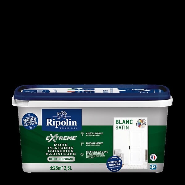 RIPOLIN - Peinture RIPOLIN Extrême Murs Plaf Boiseries Radiateurs Blc Satin 2,5L - large