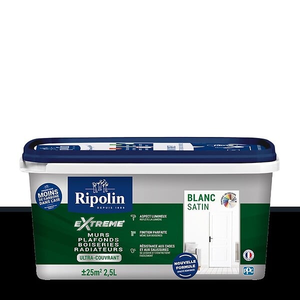 RIPOLIN - Peinture RIPOLIN Extrême Murs Plaf Boiseries Radiateurs Blc Satin 2,5L - large