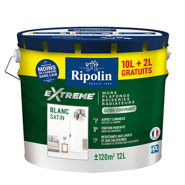 RIPOLIN - Peinture multi-surfaces - Extrême - Blanc Satin - 12L - large