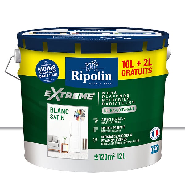RIPOLIN - Peinture multi-surfaces - Extrême - Blanc Satin - 12L - large