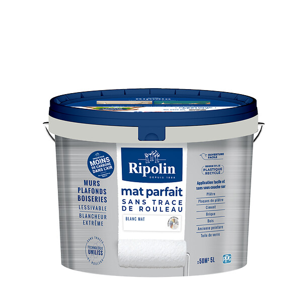 RIPOLIN - Peinture mur et plafond mat - Blanc - 5L - large