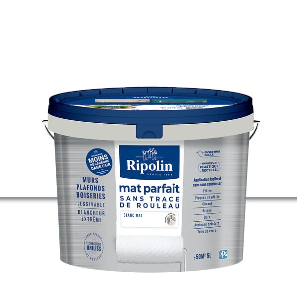 RIPOLIN - Peinture mur et plafond mat - Blanc - 5L - large