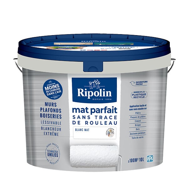RIPOLIN - Peinture intérieure mate - Blanc parfait - 10L - large