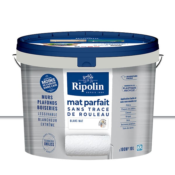 RIPOLIN - Peinture intérieure mate - Blanc parfait - 10L - large