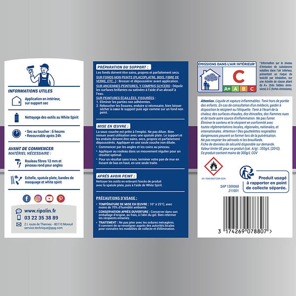 RIPOLIN - Ripolini ss couche a tache m bl 2,5l - large