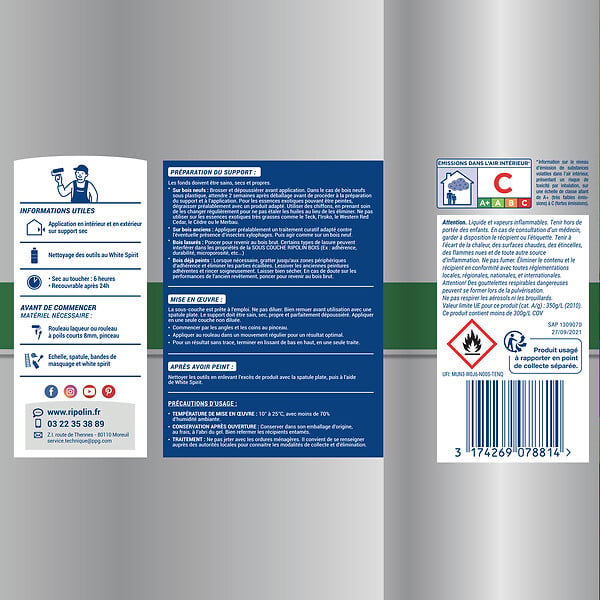 RIPOLIN - Ripolini ss couche bois mat blc 0,5l - large