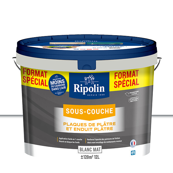 RIPOLIN - Sous-Couche Plaque de Plâtre RIPOLIN mat Blanc 12L - large
