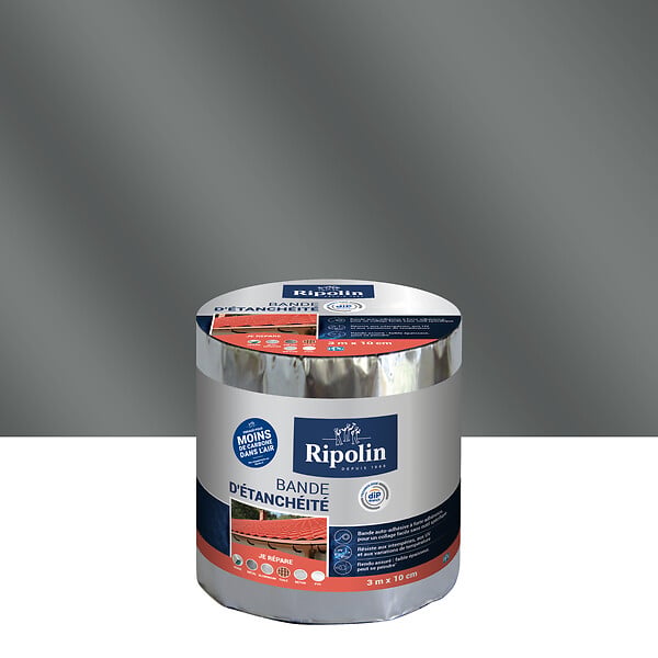 RIPOLIN - Bande d'étanchéité aluminium auto-adhésive 3 m x 10 cm - large