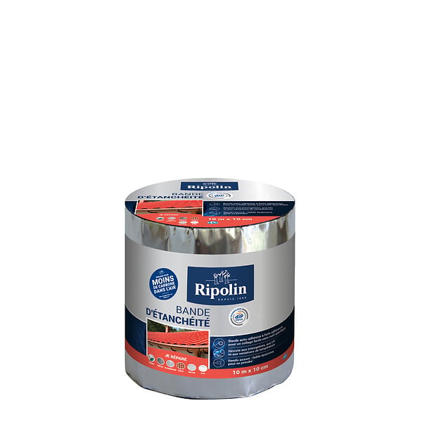 RIPOLIN - Bande d'étanchéité auto-adhésive Alu - Gris - L.10mxl.10cm - large