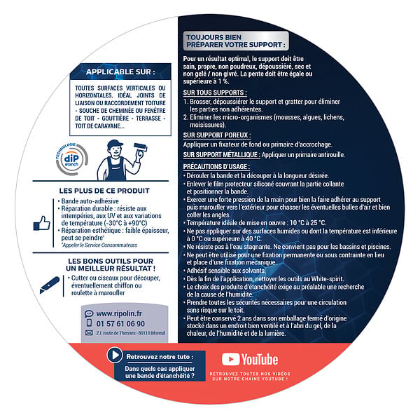 RIPOLIN - Bande auto-adhesive etanche Terre cuite 10mx10cm - large