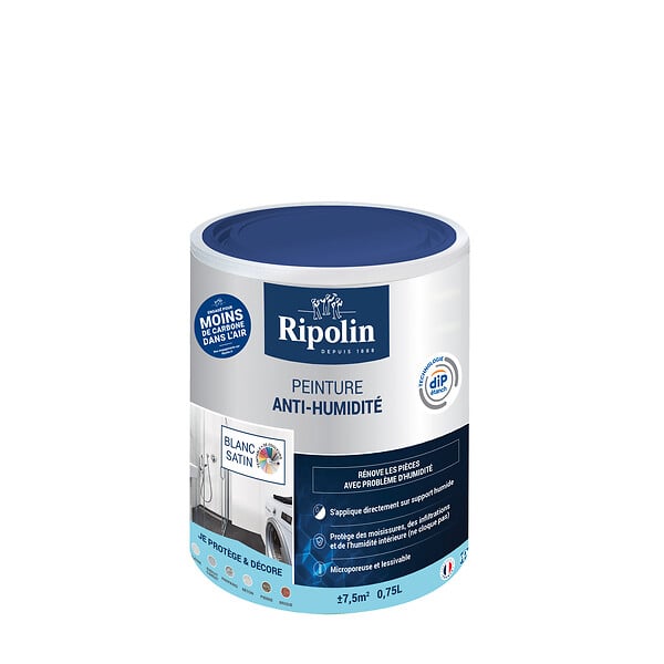 RIPOLIN - Peinture anti-humidite Blanc Satin Pot 0.75l - large