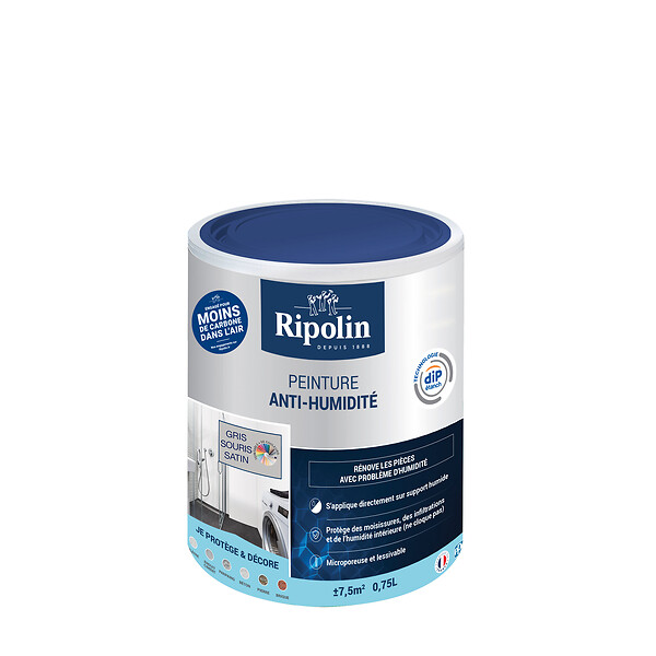 RIPOLIN - Peinture anti-humidité Gris souris Satin 0.75 L - large