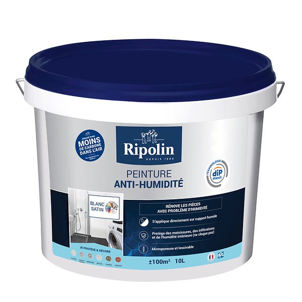 RIPOLIN - Peinture anti-humidite - Blanc satine - 10L - large
