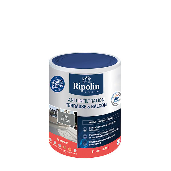 RIPOLIN - Peinture étanche terrasse - DIP étanch® - Gris - 0,75 L - large