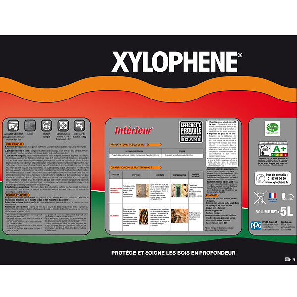 XYLOPHENE - Traitement poutres-charpentes Pot 5l expertise 60 ans - large