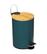 5 FIVE SIMPLY SMART - Poubelle de salle de bain en métal Bleu pétrole et couvercle en Bambou 3 L - vignette