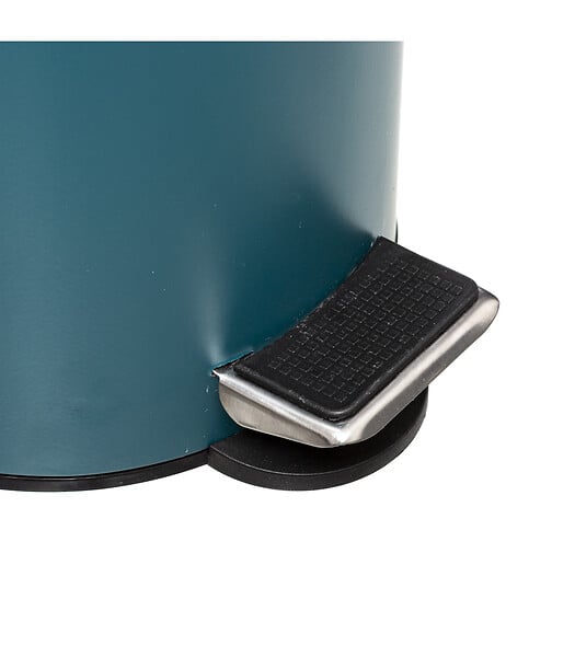 5 FIVE SIMPLY SMART - Poubelle de salle de bain en métal Bleu pétrole et couvercle en Bambou 3 L - large