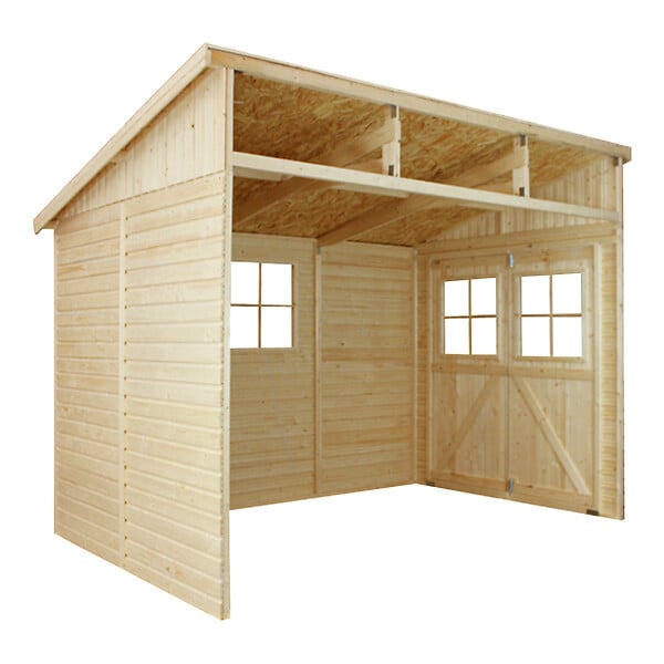 TIMBELA - TIMBELA M339  Abri de Jardin en Bois Naturel (sans paroi latérale) - H243xl216xL318 cm/6 m2 - large